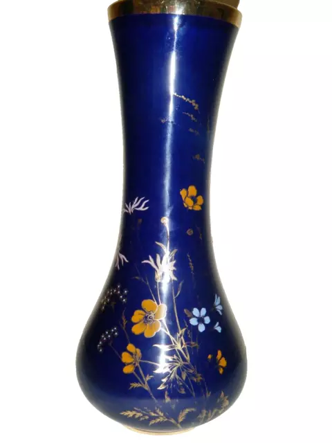 Blue Flower Vase. Gold  FLORAL DESIGN.  KPM ROYAL PORZELLAN Bavaria