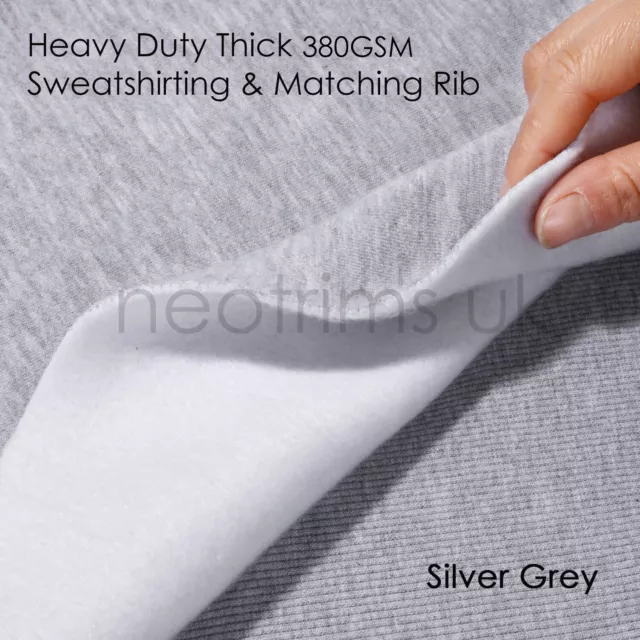 Heavy Sweatshirt Fabric Brushed Fleece 380gsm Cotton Luxury French Terry & Rib