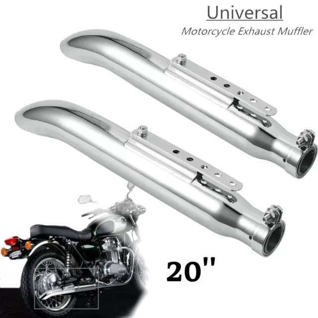 2X 20" Universal Motorcycle Exhaust Pipe Silencer Muffler For Harley Cafe Racer