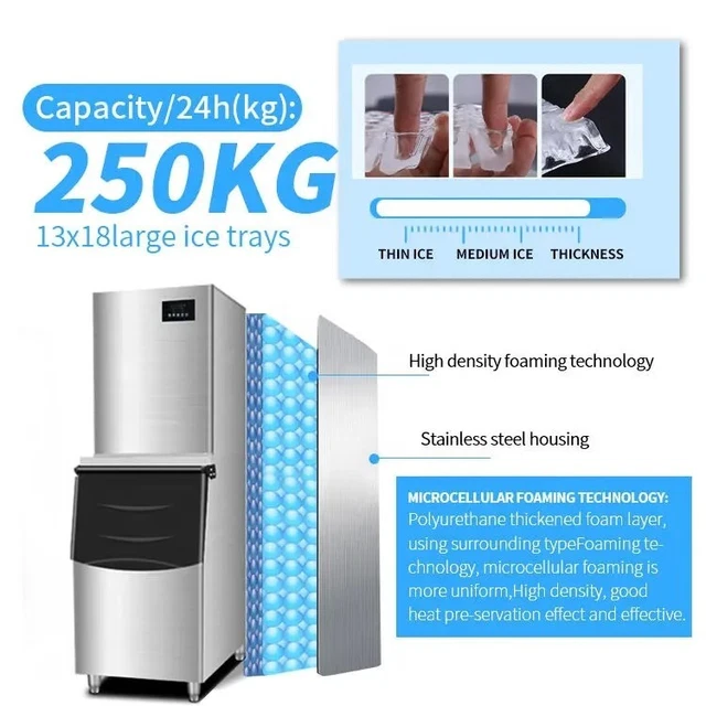 1700W 551lbs/24H Commercial Nugget Ice Maker Ice Cube Machine Freestand 234 Tray