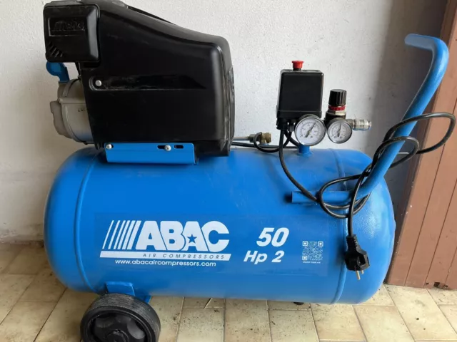 Compressore Aria 50 Litri Lt Professionale Abac Bicilindrico A V 10 Bar 2 Hp