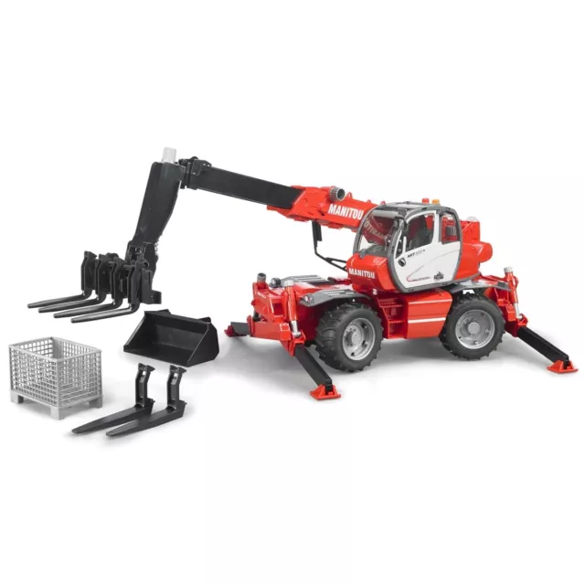 BRUDER 02129 Manitou Teleskopstapler MRT 2150 mit Zubehör