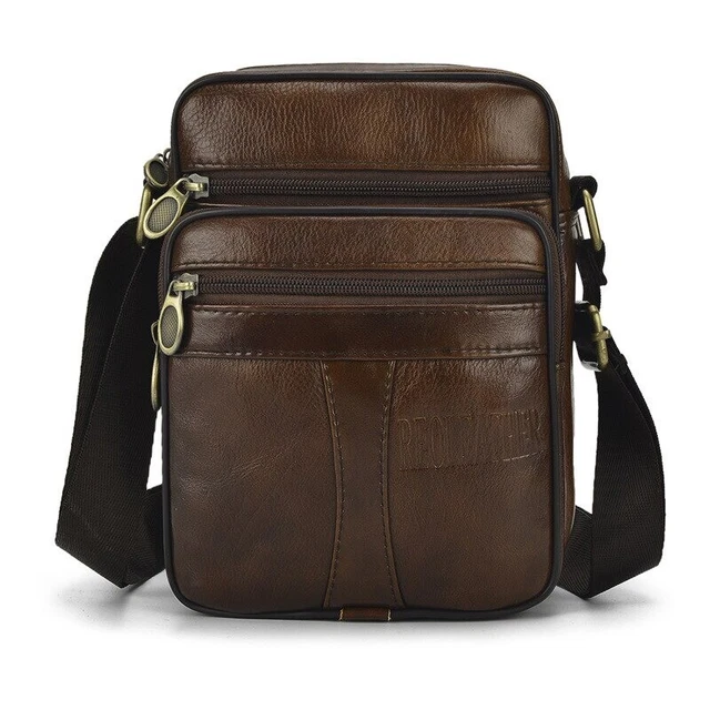 Leather Crossbody Men's Business Messenger Bags Small Shoulder Travel Handbags