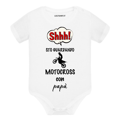 Body neonato manica corta Shh sto guardando la motocross con papà idea regalo