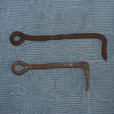 2 Antique Iron Blacksmith Hand Made Gate Latch Hooks