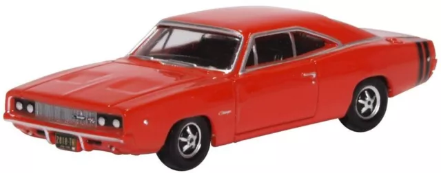 1968 Dodge Charger R/T Car - Bright Red -  1:87 - Oxford  American  -  87Dc68001