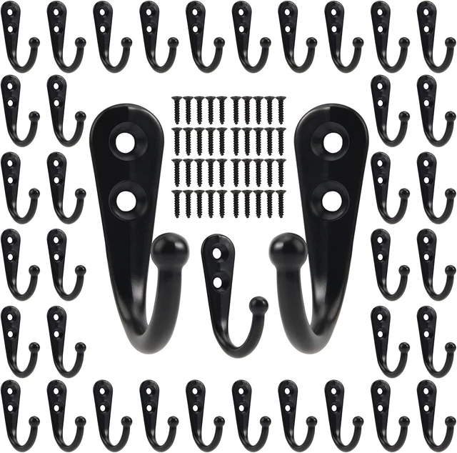 40 Pack Wall Hooks, Towel Hooks Coat Hooks with 80Pcs Screws, Black Wall Hooks f