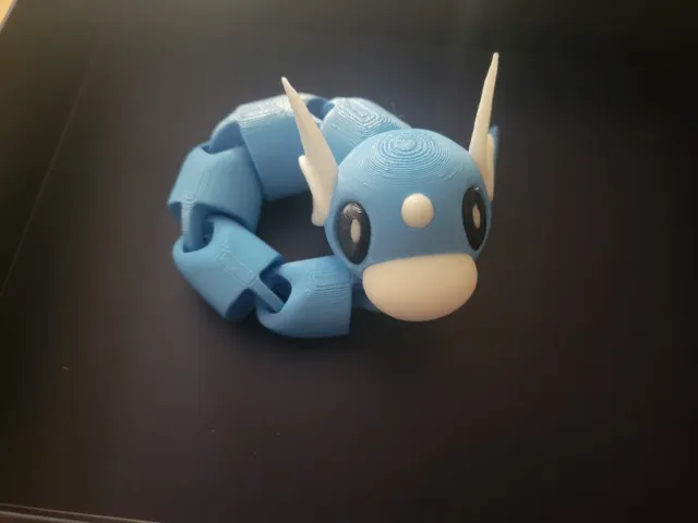 Articulated Pokémon Dratini Dragon 3D Printed Fully Colored