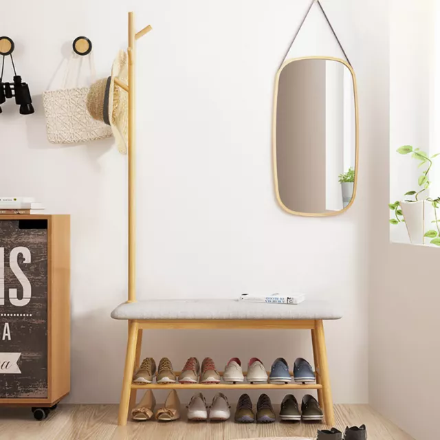 3 in 1 Entry Hall Tree Bench Coat Rack W/ 5 Hooks Entryway Shoe Bench Coat Rack