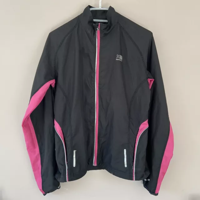 Karrimor Run Running Jacket Womens Rain Size 10 Black Pink Polyester