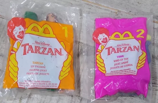 1999 Tarzan McDonalds Happy Meal Toy - Tarzan #1  and Terk #2   Sealed