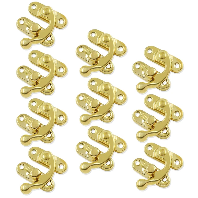 10Pcs Swing Arm Right Latch Hook Hasp, Wooden Jewelry Box Decorative
