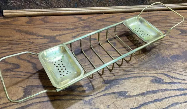 Antique Brass Victorian Clawfoot Bathtub CADDY ~ Bathroom Sponge Soap Rag Holder