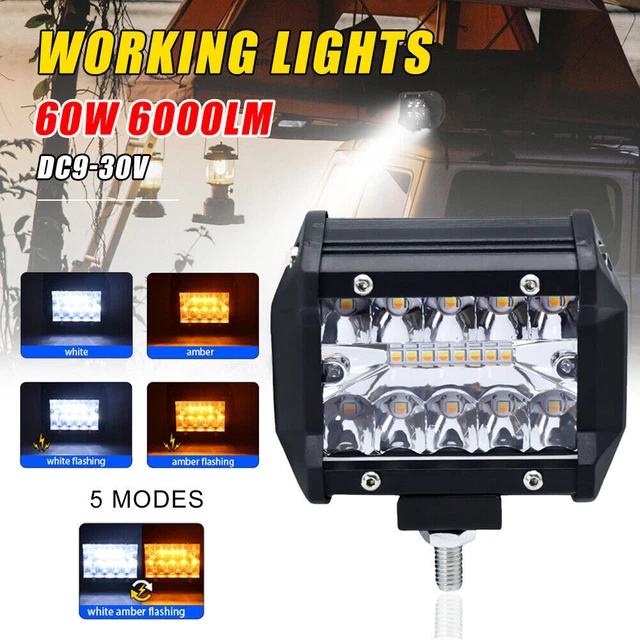 2PC 4"INCH Led Work Light Flood Cube Pods Off-road Lamp White Amber Strobe Flash