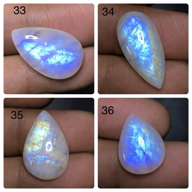 Supreme ! Natural Rainbow Moonstone Fire Cabochon  Loose Top Gemstone  AAA+ 9