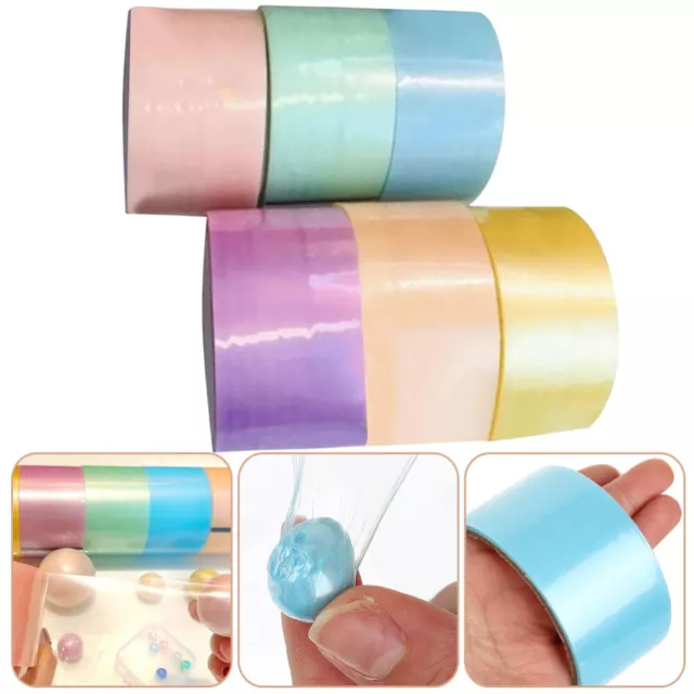 6 rollos cinta artesanal bolas pegajosas coloridas cintas hágalo usted mismo adhesivo rodante Goo