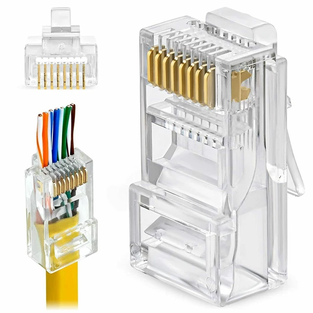RJ45 UTP CAT6 CAT5e NETWORK WHOLESALE GOLD PLATED CABLE PASSTHROUGH