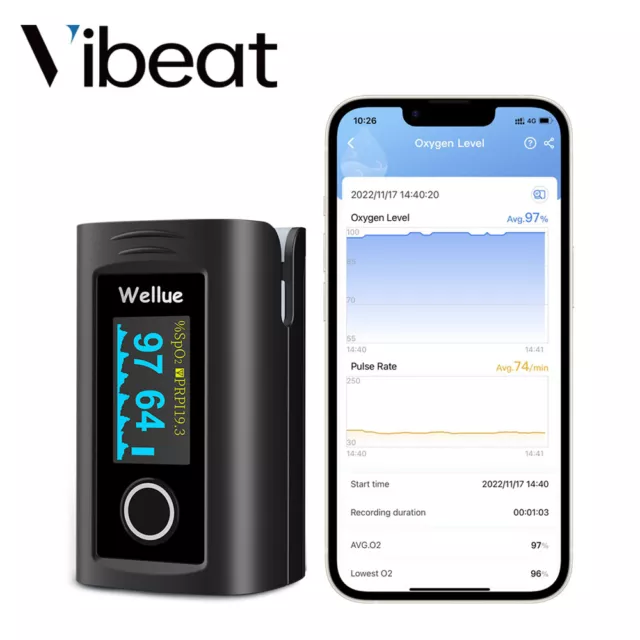 Pulsoximeter sauerstoffsättigung messgerät mit app aufzeichnung bluetooth Alarm