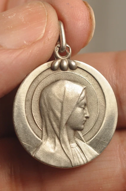 Pendentif Ancien En Argent Massif 925 - Style Art Nouveau Religieux - Occasion
