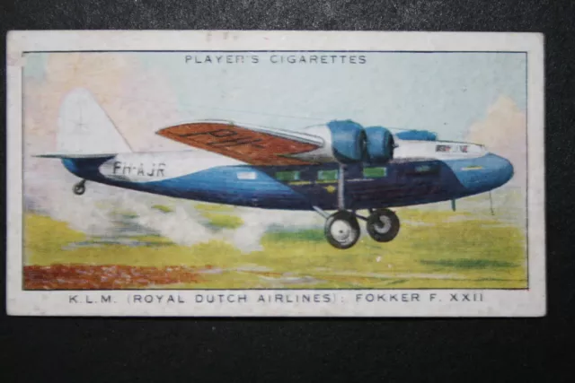 KLM  FOKKER  F. XX11 Airliner   Vintage 1930's Aviation Card WC30M 2