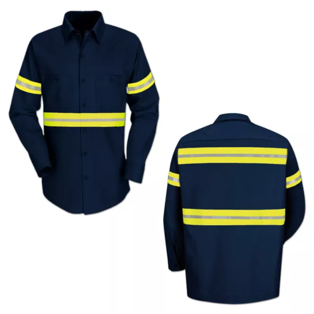 Red Kap Enhanced Visibility Hi Vis Reflective Work Towing Uniform Shirts LS