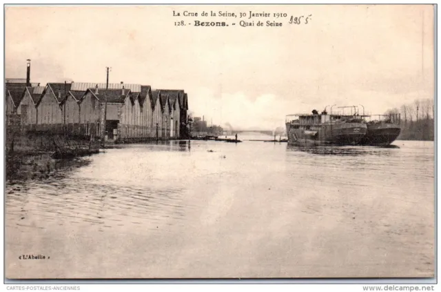 95 BEZONS - Inondations de 1910, vue des quais de la seine