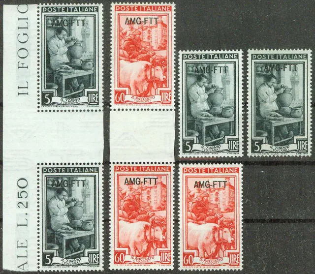 Italy Trieste Zone A AMG-FTT 1950, Italia Al Lavoro Gutter Pairs, MNH