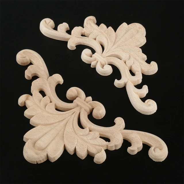 Flower Wood Oak Decor Furniture Carved Decal Onlay Window Door Cabinet Applique
