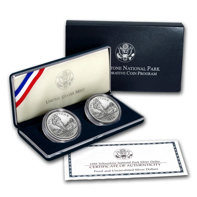 1999-P 2-Coin Yellowstone National Park BU & Prf Set (Box & COA) - SKU #7231