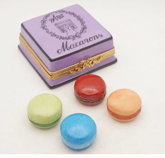 New French Limoges Trinket Box French Cookies Macarons Paris Arc De Triomphe Box