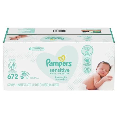 Pampers Baby Wipes Sensitive Perfume Free 8X Pop-Top Packs - 672ct/1pk
