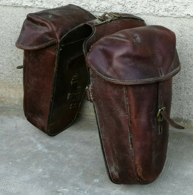 Grande Sacoche De Selle Western En Cuir Deux Tons - Vintage - Très Bon État