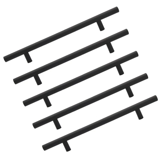 5 Pcs Black T Bar Pulls Cabinets Drawer Handles Door Furniture