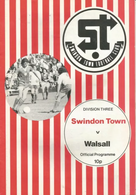 Football Programme - Swindon Town v Walsall - Div 3 - 26/3/1977