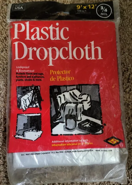 9 X 12" Plastic Dropcloth For Home Improvement Jobs- Leakproof & Economical