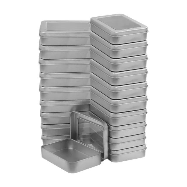 Caja de almacenamiento de metal Kurtzy con tapa plata pequeña (paquete 20) 9x6,3x1,8cm