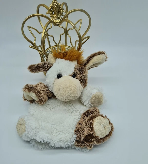❤ 20 - Peluche Doudou Marionnette Vache Yack Marron Blanc Corne Creation Dani  ❤
