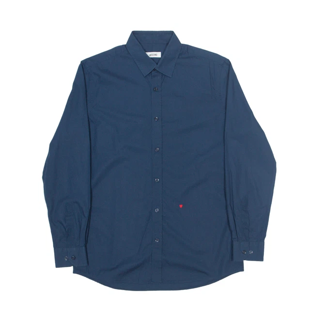 MOSCHINO Camicia Formale Blu Manica Lunga Uomo M