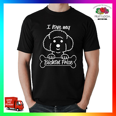 I Love My Bichon Frise T-shirt Tee TShirt  Xmas Funny Dog Puppy Outline Cute