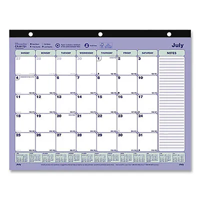 Rediform CA181721 Academic 13-month Desk Pad Calendar, 11 X 8.5, Black Binding,