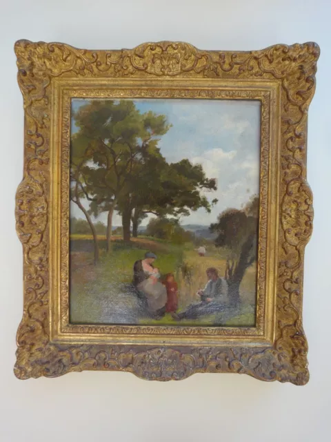 Antique painting French impressionist signed Leon Pierre Urbain Bourgeois