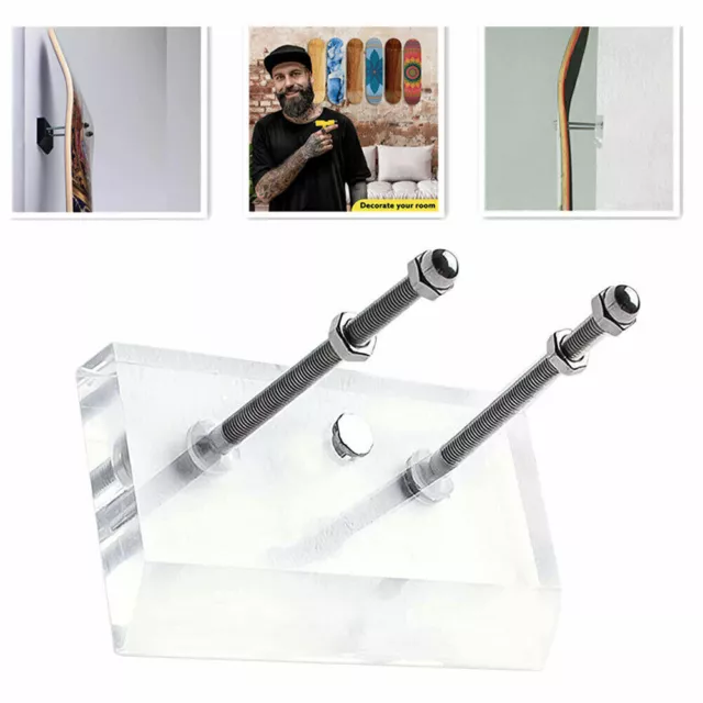 Acrylic Deck Skateboard Hanger Wall Mount Display Rack Storage Tool BE