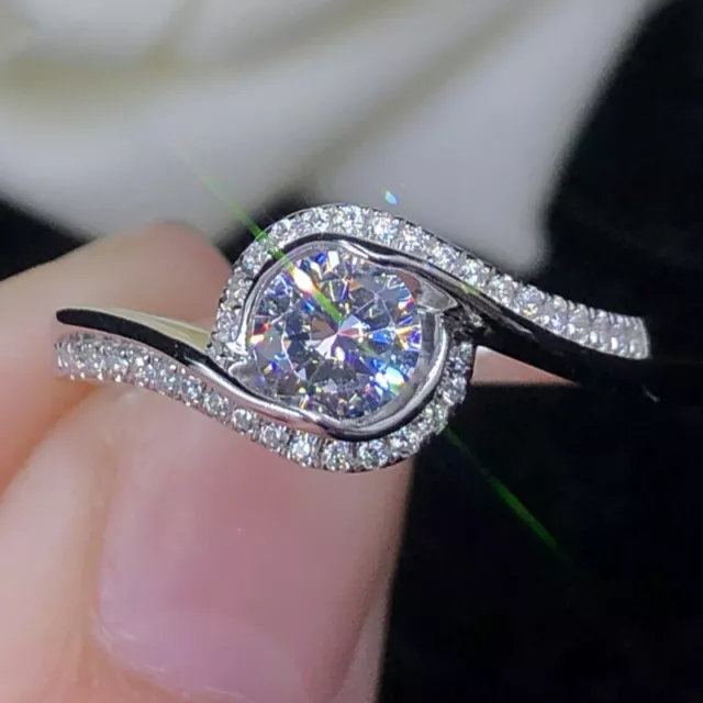 Women Wedding Ring Cubic Zircon Jewelry Fashion 925 Silver Gift Sz 6-10