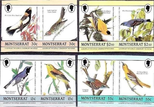 Montserrat #SG657v-SG664v 1985 Ornithology Audubon Birds Flowers [580v-583v]