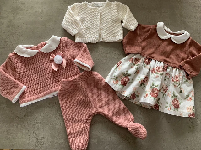 Pacchetto per ragazze abito a maglia spagnolo cardigan 0-3 1 mese zip con cerniera frutta de