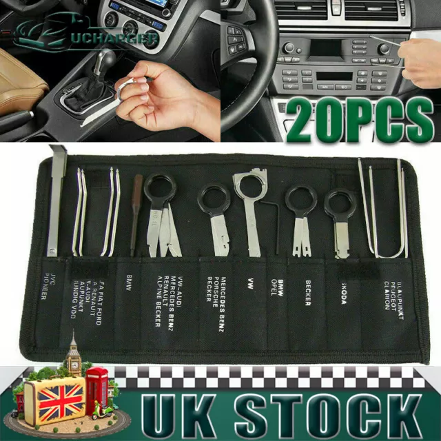 20pcs Universal Car Radio Removal Tool Keys Kit For Ford BMW Mercedes VW Audi UK