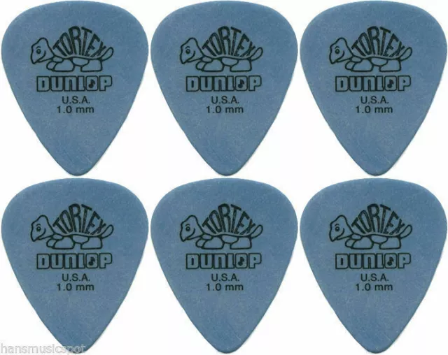 6 x Jim Dunlop Tortex Standard 1.0MM Gauge Guitar Picks 418R Blue