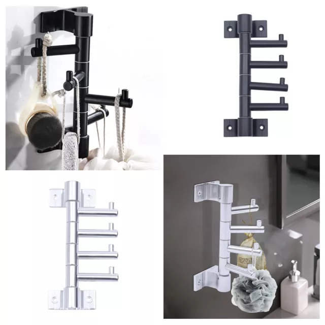 Aluminum Wall Mounted Towel Hooks 4 Swing Arms Home Key Coat Rack Bag Hanger New