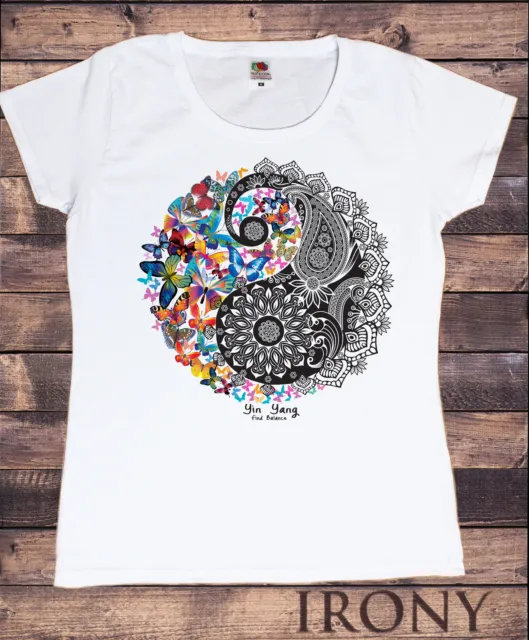 Women's T-Shirts New Cotton Short Sleeve Tee - Ying Yang Psychedelic Art TSX15