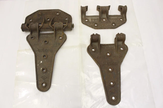 Vintage 14" URECO Heavy Cast Iron Barn Door Gate Hinges Pair of 2 Hardware